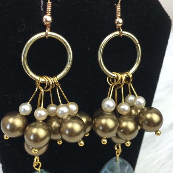 ❤️SOLD❤️Swarovski bronze beaded gold earrings - Picture 3 of 5
